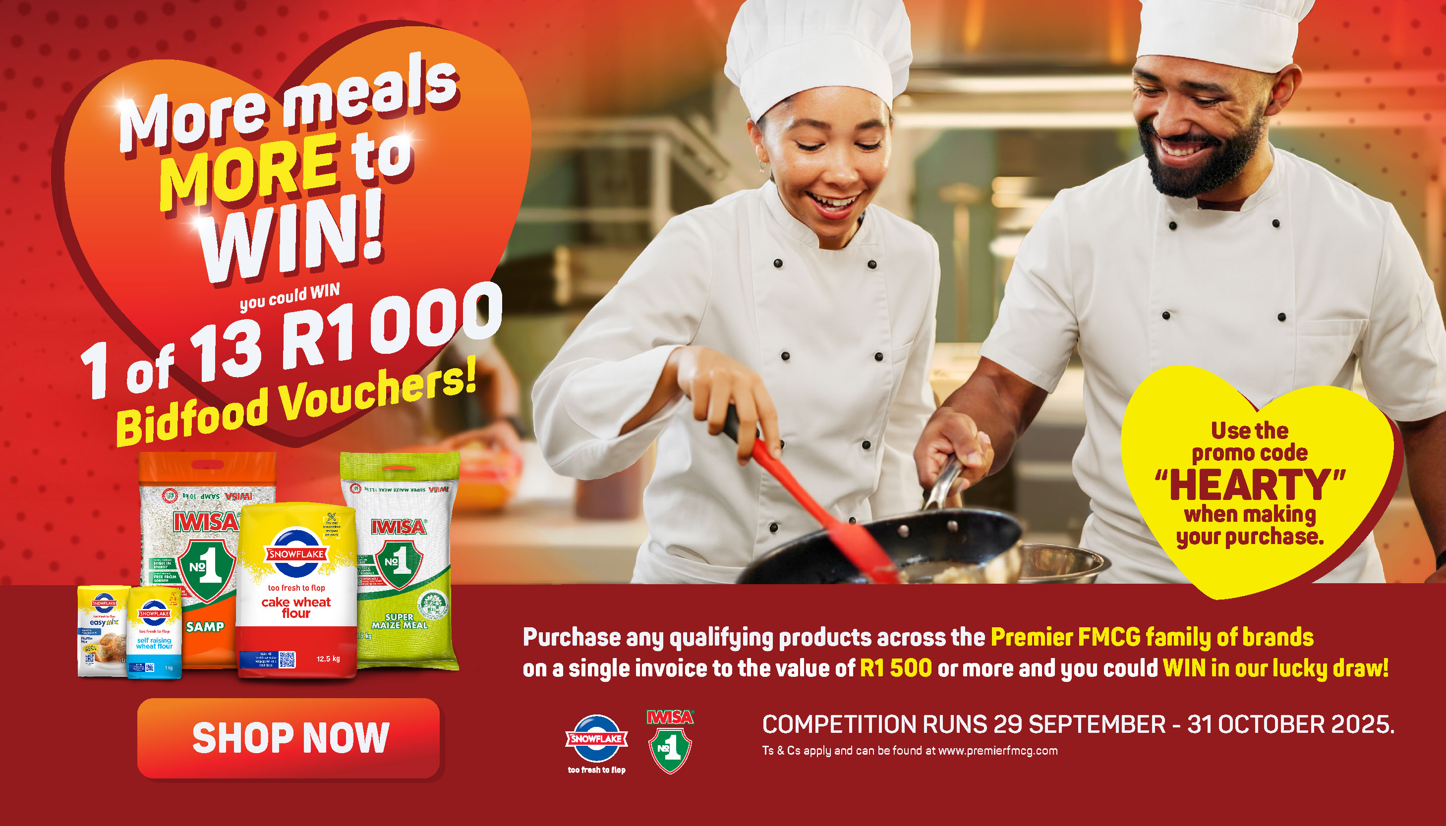 Snowflake and Iwisa - Win 1 of 13 R1000 Bidfood Vouchers Competitions' t's & c's