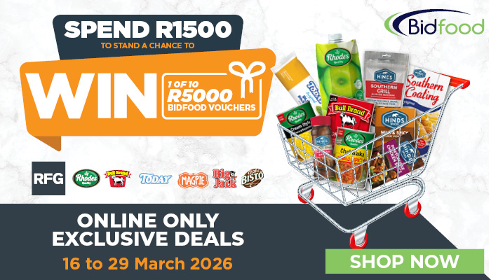 Bidfood Online Only Exclusive Deals - Spend R1500 to stand a chance to win 1 of 10 R5000 Bidfood vouchers - Shop now