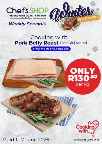 Weekly Specials - Pork Belly Roast - Only R130.00 per kg - Valid 1 - 7 June 2026