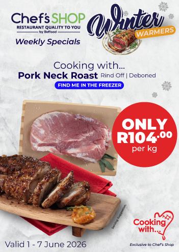 Weekly Specials - Pork Neck Roast - Only R104.00 per kg - Valid 1 - 7 June 2026
